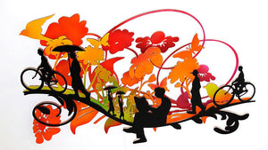 Reading in a floral landscape